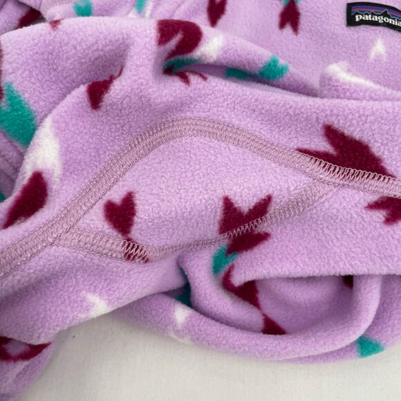 Patagonia Fleece Micro D Bunting Wish Tails Dragon Purple Baby Girl Size NB-7lbs - Picture 9 of 11